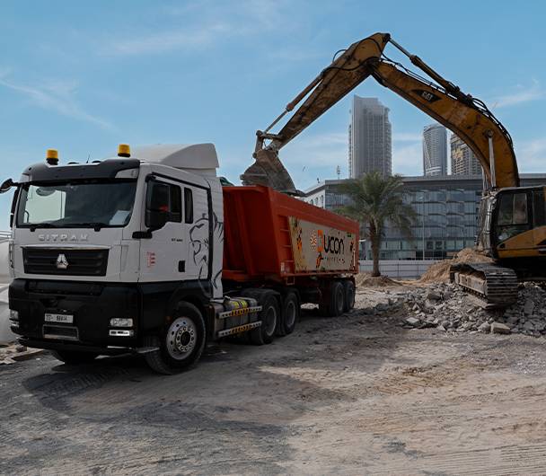 Ducon ECO heavy-duty truck on an active construction site